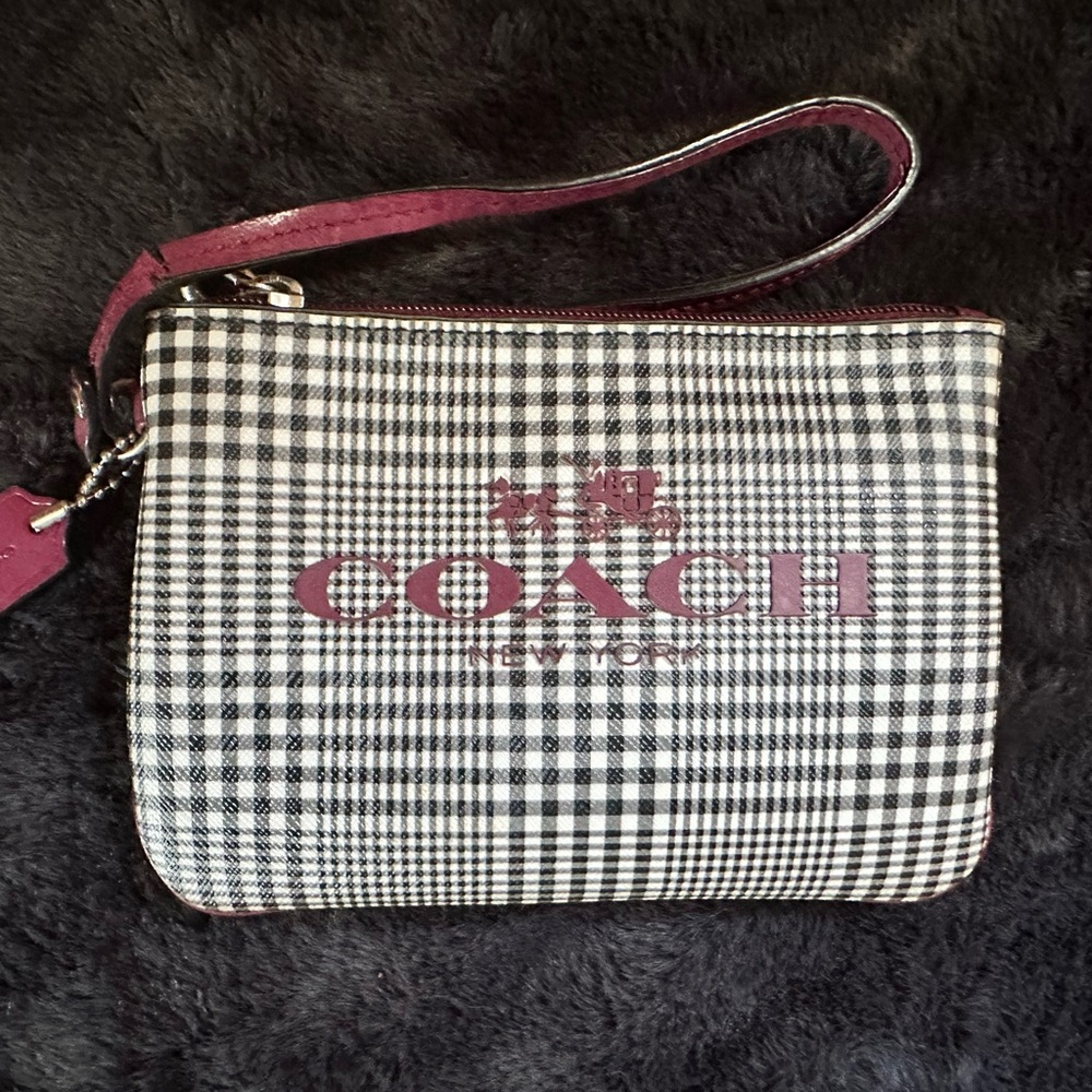 Coach Black and White Checkered Wristlet